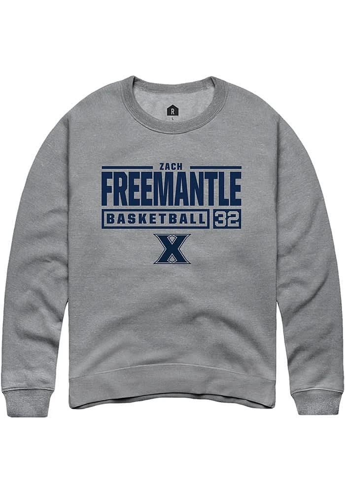 Zach Freemantle  Rally Xavier Musketeers Mens Graphite NIL Stacked Box Long Sleeve Crew Sweatshirt