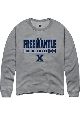 Zach Freemantle  Rally Xavier Musketeers Mens Graphite NIL Stacked Box Long Sleeve Crew Sweatshirt