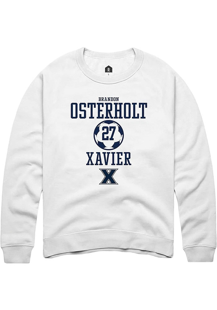 Brandon Osterholt  Rally Xavier Musketeers Mens White NIL Sport Icon Long Sleeve Crew Sweatshirt