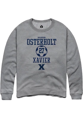 Brandon Osterholt  Rally Xavier Musketeers Mens Graphite NIL Sport Icon Long Sleeve Crew Sweatshir..