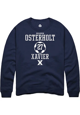 Brandon Osterholt  Rally Xavier Musketeers Mens Navy Blue NIL Sport Icon Long Sleeve Crew Sweats..