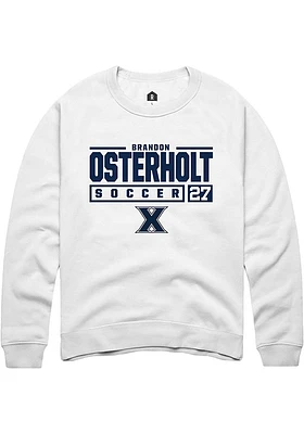 Brandon Osterholt  Rally Xavier Musketeers Mens White NIL Stacked Box Long Sleeve Crew Sweatshir..