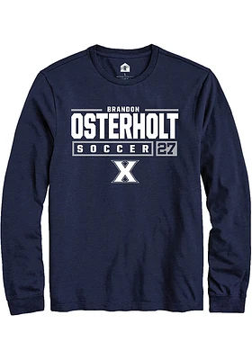 Brandon Osterholt  Xavier Musketeers Navy Blue Rally NIL Stacked Box Long Sleeve T Shirt