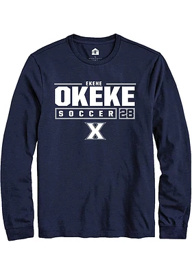 Ekene Okeke  Xavier Musketeers Navy Blue Rally NIL Stacked Box Long Sleeve T Shirt