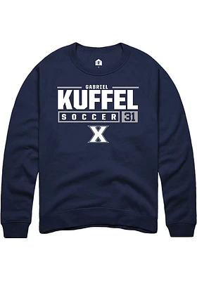 Gabriel Kuffel  Rally Xavier Musketeers Mens Navy Blue NIL Stacked Box Long Sleeve Crew Sweatshi..