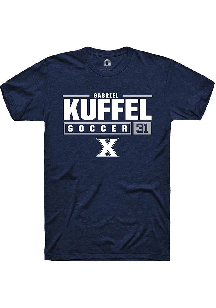 Gabriel Kuffel  Xavier Musketeers Navy Blue Rally NIL Stacked Box Short Sleeve T Shirt