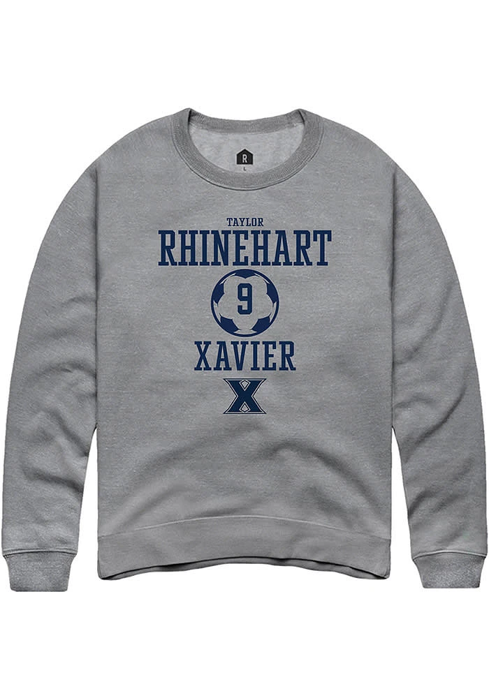 Taylor Rhinehart  Rally Xavier Musketeers Mens Graphite NIL Sport Icon Long Sleeve Crew Sweatshirt