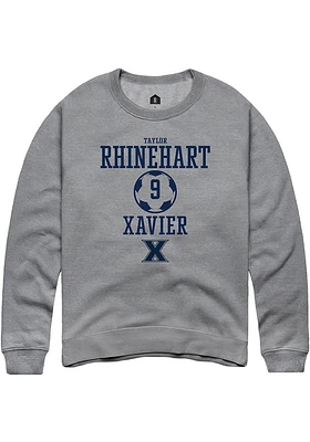 Taylor Rhinehart  Rally Xavier Musketeers Mens Graphite NIL Sport Icon Long Sleeve Crew Sweatshirt