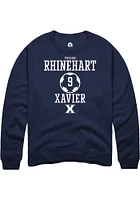 Taylor Rhinehart  Rally Xavier Musketeers Mens Navy Blue NIL Sport Icon Long Sleeve Crew Sweatsh..