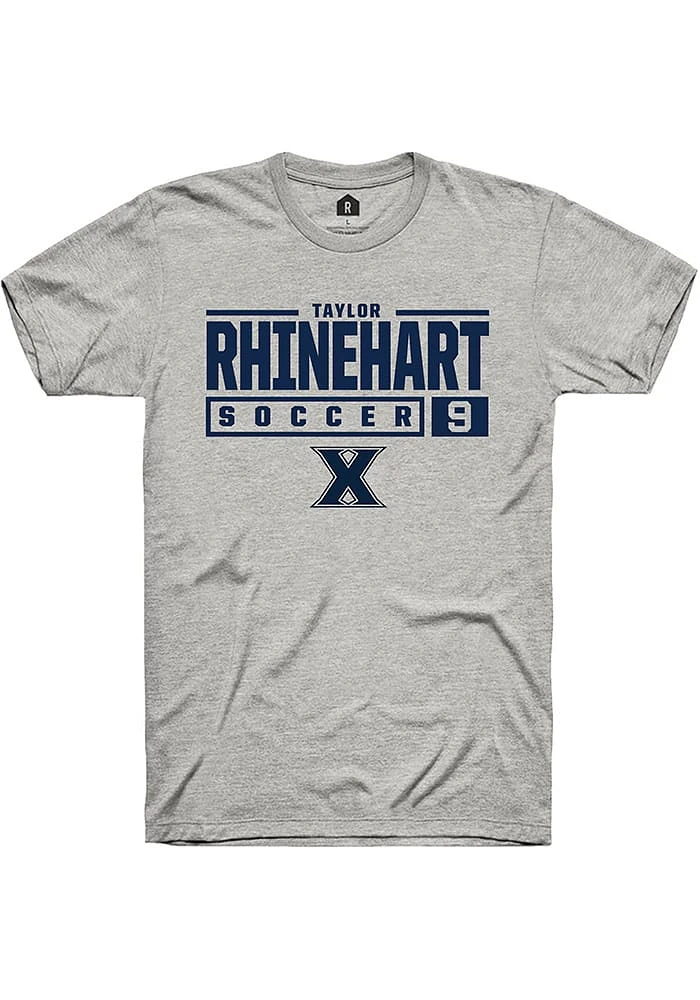 Taylor Rhinehart  Xavier Musketeers Ash Rally NIL Stacked Box Short Sleeve T Shirt