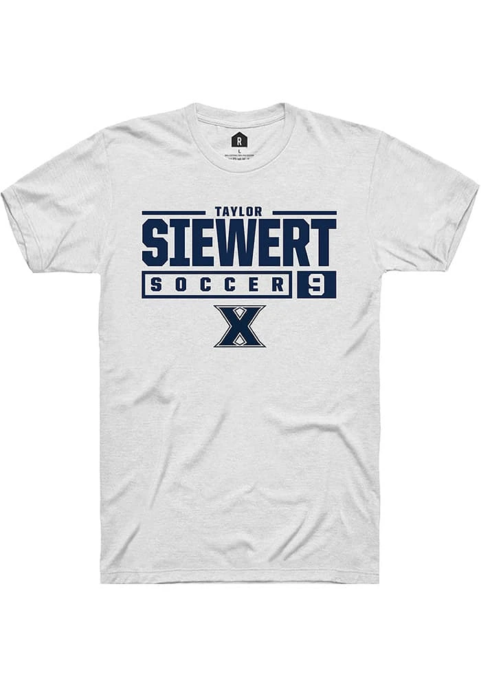 Taylor Rhinehart  Xavier Musketeers White Rally NIL Stacked Box Short Sleeve T Shirt