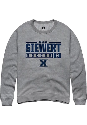 Taylor Rhinehart  Rally Xavier Musketeers Mens Graphite NIL Stacked Box Long Sleeve Crew Sweatshir..