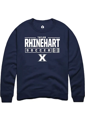 Taylor Rhinehart  Rally Xavier Musketeers Mens Navy Blue NIL Stacked Box Long Sleeve Crew Sweats..