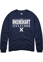 Taylor Rhinehart  Rally Xavier Musketeers Mens Navy Blue NIL Stacked Box Long Sleeve Crew Sweats..