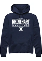 Taylor Rhinehart  Rally Xavier Musketeers Mens Navy Blue NIL Stacked Box Long Sleeve Hoodie