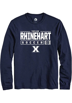 Taylor Rhinehart  Xavier Musketeers Navy Blue Rally NIL Stacked Box Long Sleeve T Shirt