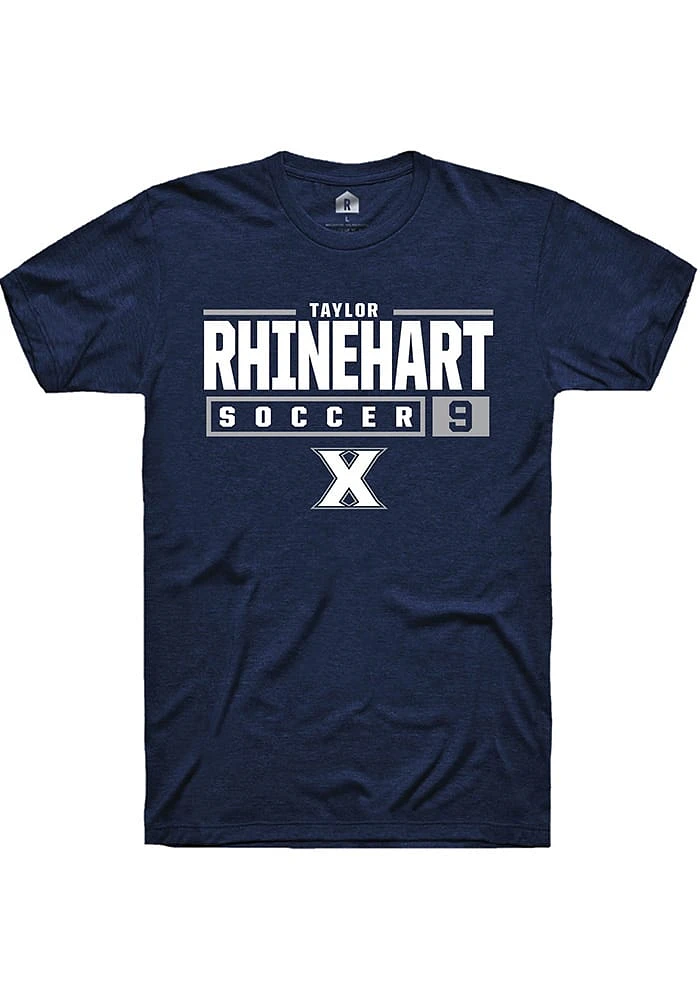 Taylor Rhinehart  Xavier Musketeers Navy Blue Rally NIL Stacked Box Short Sleeve T Shirt