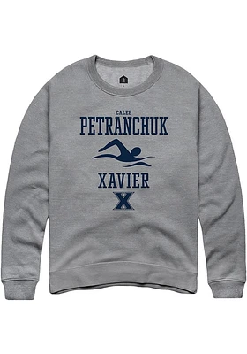 Caleb Petranchuk  Rally Xavier Musketeers Mens Graphite NIL Sport Icon Long Sleeve Crew Sweatshirt