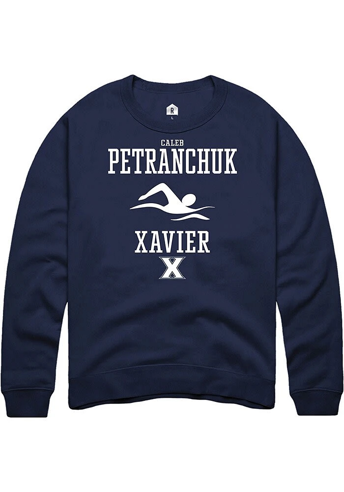 Caleb Petranchuk  Rally Xavier Musketeers Mens Navy Blue NIL Sport Icon Long Sleeve Crew Sweatsh..