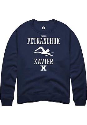 Caleb Petranchuk  Rally Xavier Musketeers Mens Navy Blue NIL Sport Icon Long Sleeve Crew Sweatsh..