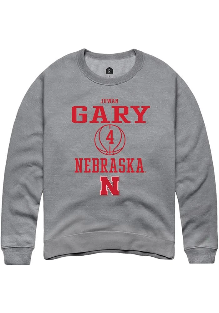 Juwan Gary Rally Nebraska Cornhuskers Mens Graphite NIL Sport Icon Long Sleeve Crew Sweatshirt