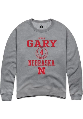 Juwan Gary  Rally Nebraska Cornhuskers Mens Graphite NIL Sport Icon Long Sleeve Crew Sweatshirt