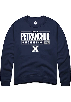 Caleb Petranchuk  Rally Xavier Musketeers Mens Navy Blue NIL Stacked Box Long Sleeve Crew Sweats..