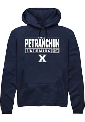 Caleb Petranchuk  Rally Xavier Musketeers Mens Navy Blue NIL Stacked Box Long Sleeve Hoodie