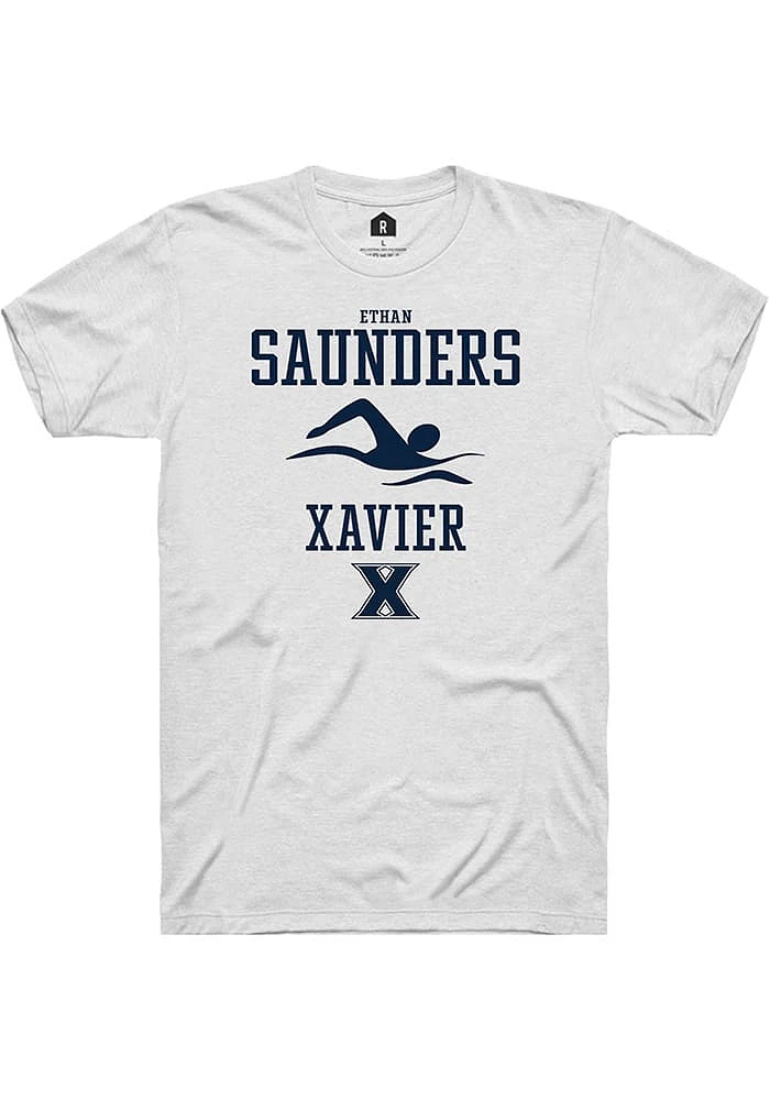 Ethan Saunders  Xavier Musketeers White Rally NIL Sport Icon Short Sleeve T Shirt