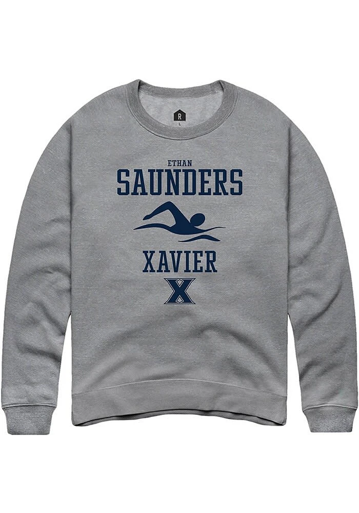 Ethan Saunders  Rally Xavier Musketeers Mens Graphite NIL Sport Icon Long Sleeve Crew Sweatshirt