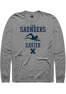 Ethan Saunders  Xavier Musketeers Grey Rally NIL Sport Icon Long Sleeve T Shirt