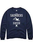 Ethan Saunders  Rally Xavier Musketeers Mens Navy Blue NIL Sport Icon Long Sleeve Crew Sweatshir..