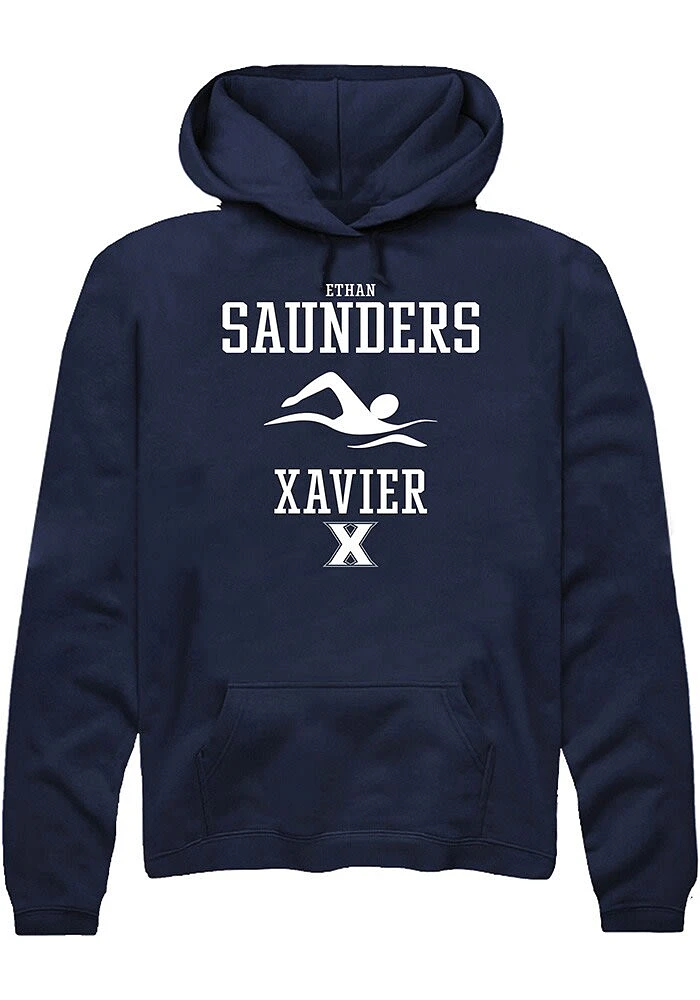 Ethan Saunders  Rally Xavier Musketeers Mens Navy Blue NIL Sport Icon Long Sleeve Hoodie