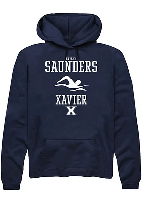 Ethan Saunders  Rally Xavier Musketeers Mens Navy Blue NIL Sport Icon Long Sleeve Hoodie