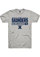 Ethan Saunders  Xavier Musketeers Ash Rally NIL Stacked Box Short Sleeve T Shirt