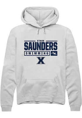 Ethan Saunders  Rally Xavier Musketeers Mens White NIL Stacked Box Long Sleeve Hoodie