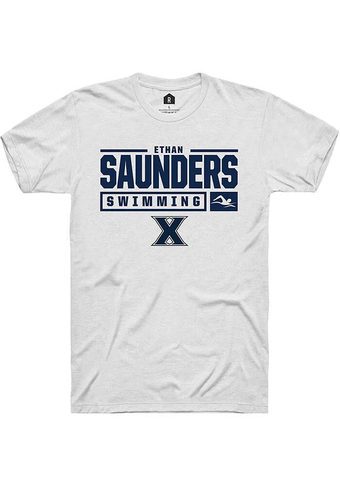 Ethan Saunders Xavier Musketeers White Rally NIL Stacked Box Short Sleeve T Shirt
