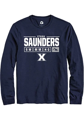 Ethan Saunders  Xavier Musketeers Navy Blue Rally NIL Stacked Box Long Sleeve T Shirt