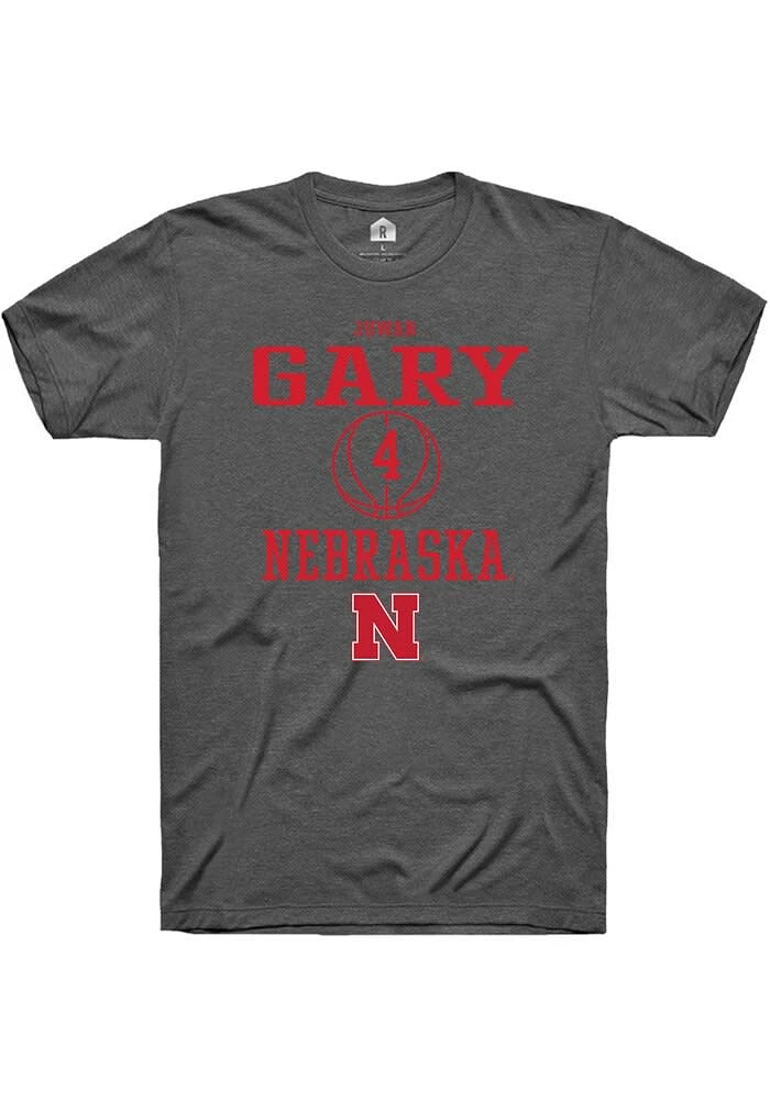 Juwan Gary Nebraska Cornhuskers Dark Grey Rally NIL Sport Icon Short Sleeve T Shirt