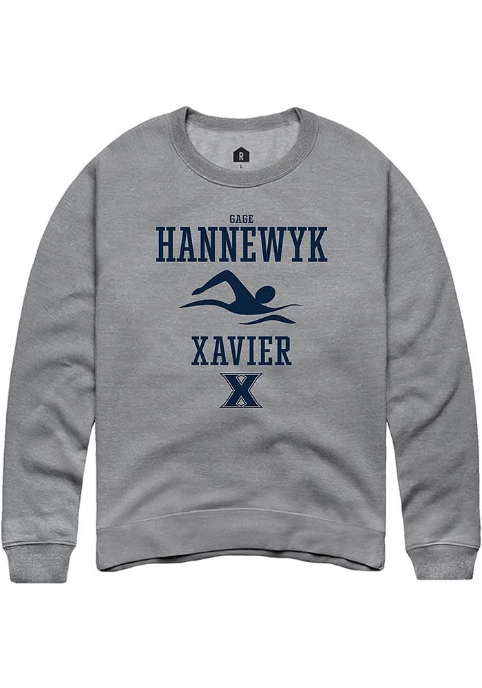 Gage Hannewyk  Rally Xavier Musketeers Mens Graphite NIL Sport Icon Long Sleeve Crew Sweatshirt