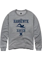 Gage Hannewyk  Rally Xavier Musketeers Mens Graphite NIL Sport Icon Long Sleeve Crew Sweatshirt