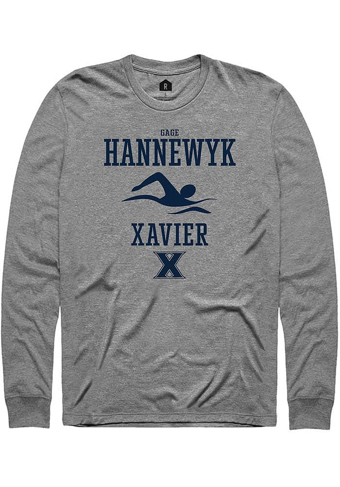 Gage Hannewyk  Xavier Musketeers Graphite Rally NIL Sport Icon Long Sleeve T Shirt