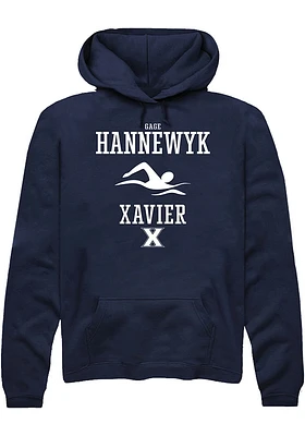 Gage Hannewyk  Rally Xavier Musketeers Mens Navy Blue NIL Sport Icon Long Sleeve Hoodie