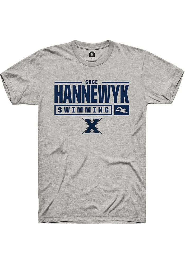 Gage Hannewyk  Xavier Musketeers Ash Rally NIL Stacked Box Short Sleeve T Shirt