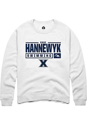 Gage Hannewyk Rally Xavier Musketeers Mens NIL Stacked Box Long Sleeve Crew Sweatshirt