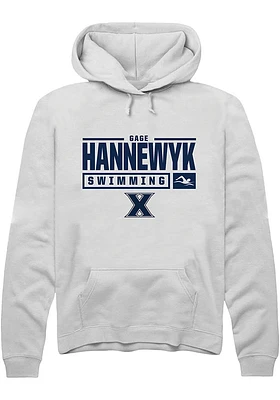 Gage Hannewyk  Rally Xavier Musketeers Mens White NIL Stacked Box Long Sleeve Hoodie