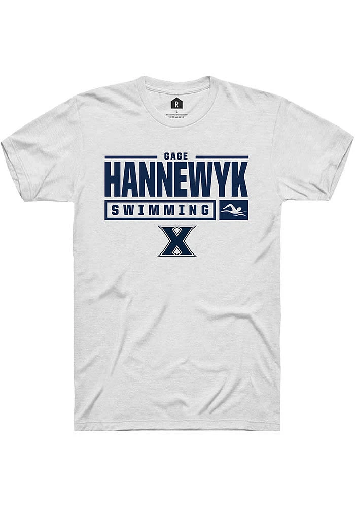 Gage Hannewyk  Xavier Musketeers White Rally NIL Stacked Box Short Sleeve T Shirt