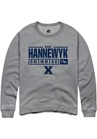 Gage Hannewyk  Rally Xavier Musketeers Mens Graphite NIL Stacked Box Long Sleeve Crew Sweatshirt