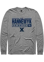 Gage Hannewyk  Xavier Musketeers Graphite Rally NIL Stacked Box Long Sleeve T Shirt