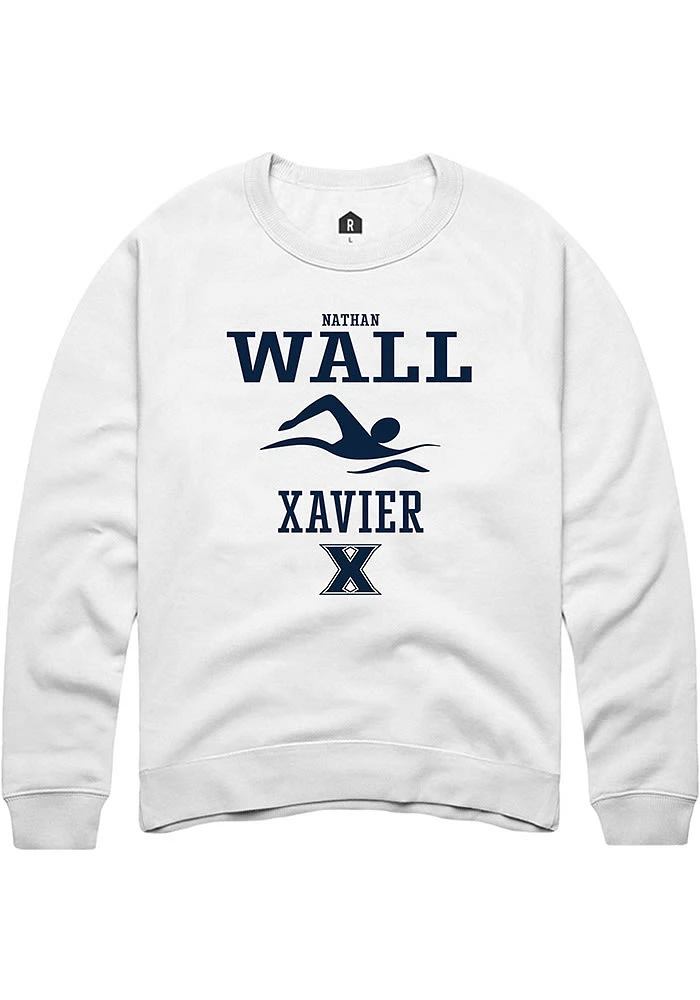 Nathan Wall Rally Xavier Musketeers Mens NIL Sport Icon Long Sleeve Crew Sweatshirt